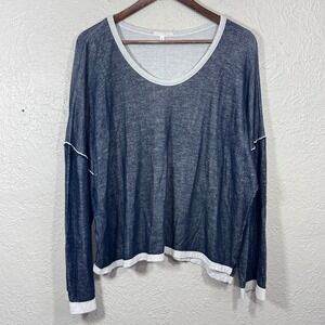 Skin Worldwide Top 2 Oversized Navy Overdyed Boxy Sweater 100% Cotton Step Hem